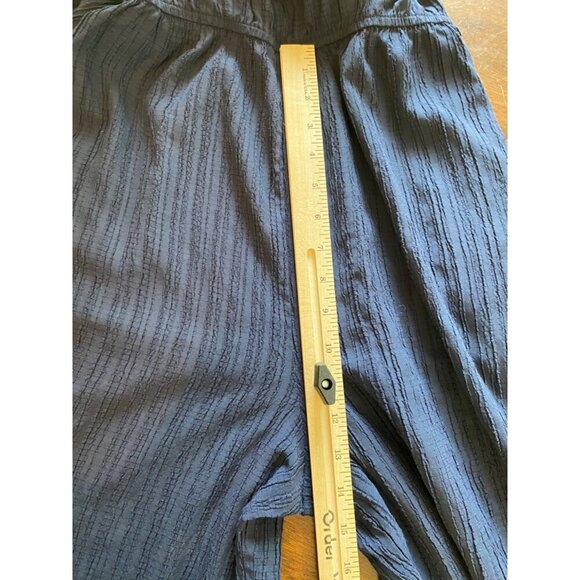 MittoShop Womens Off-Shoulder Jumpsuit L Navy Blue wide Leg Polyester Rayon - Picture 14 of 16